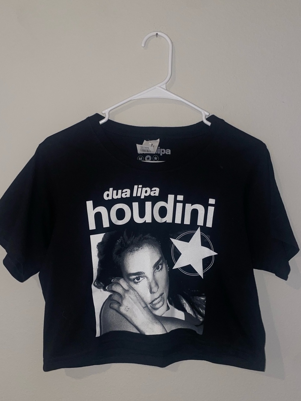 Juniors SZ M Dua Lipa 'Houdini' Black Graphic Crop Tee